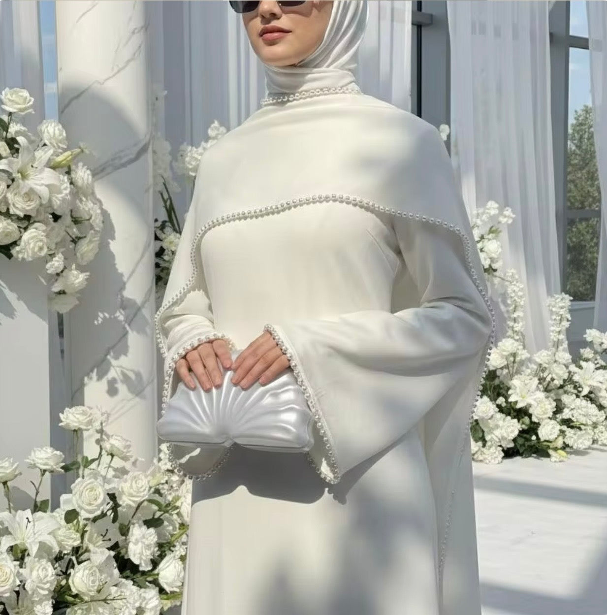 Pearl Evening Dress with Pearl Shawl