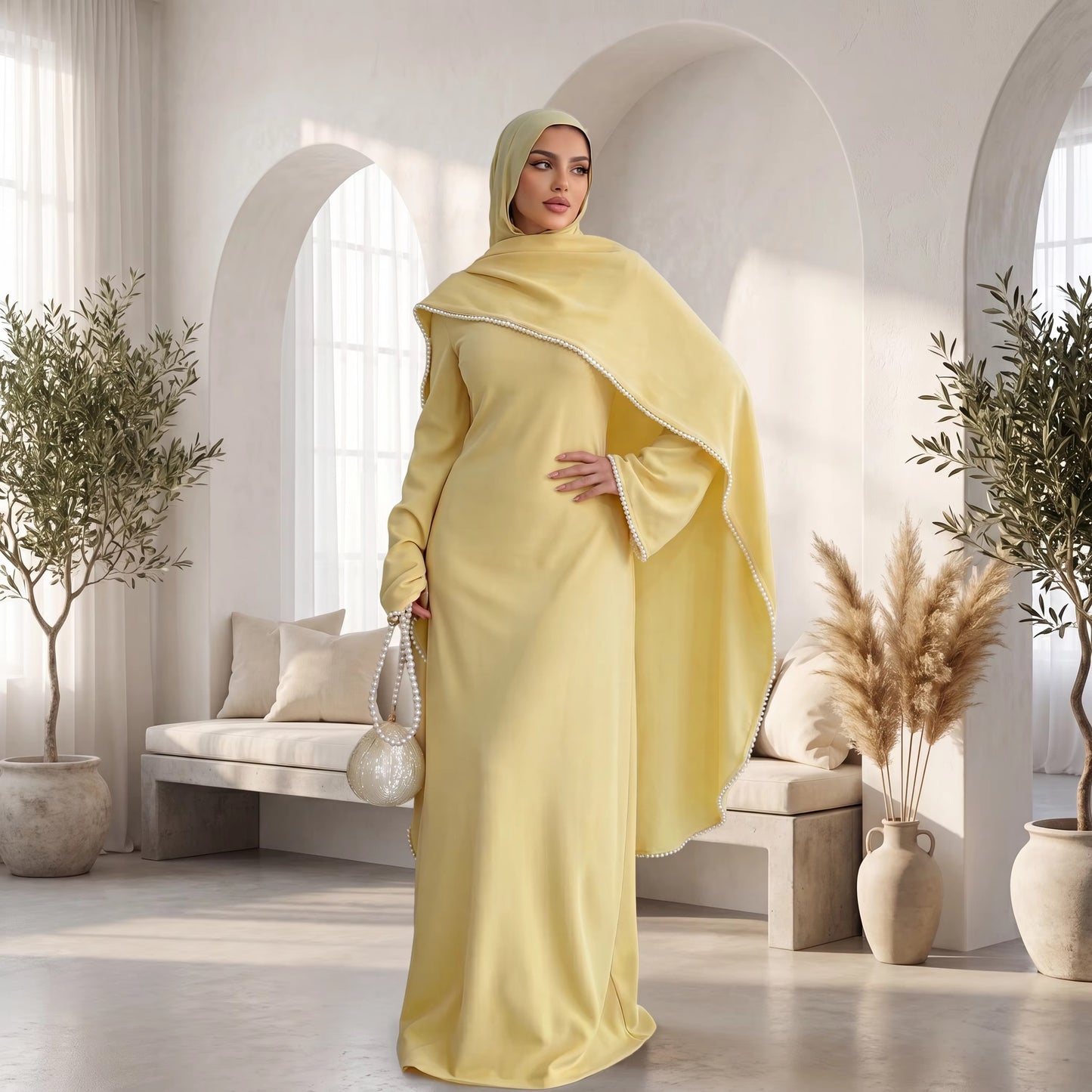 Pearl Evening Dress with Pearl Shawl
