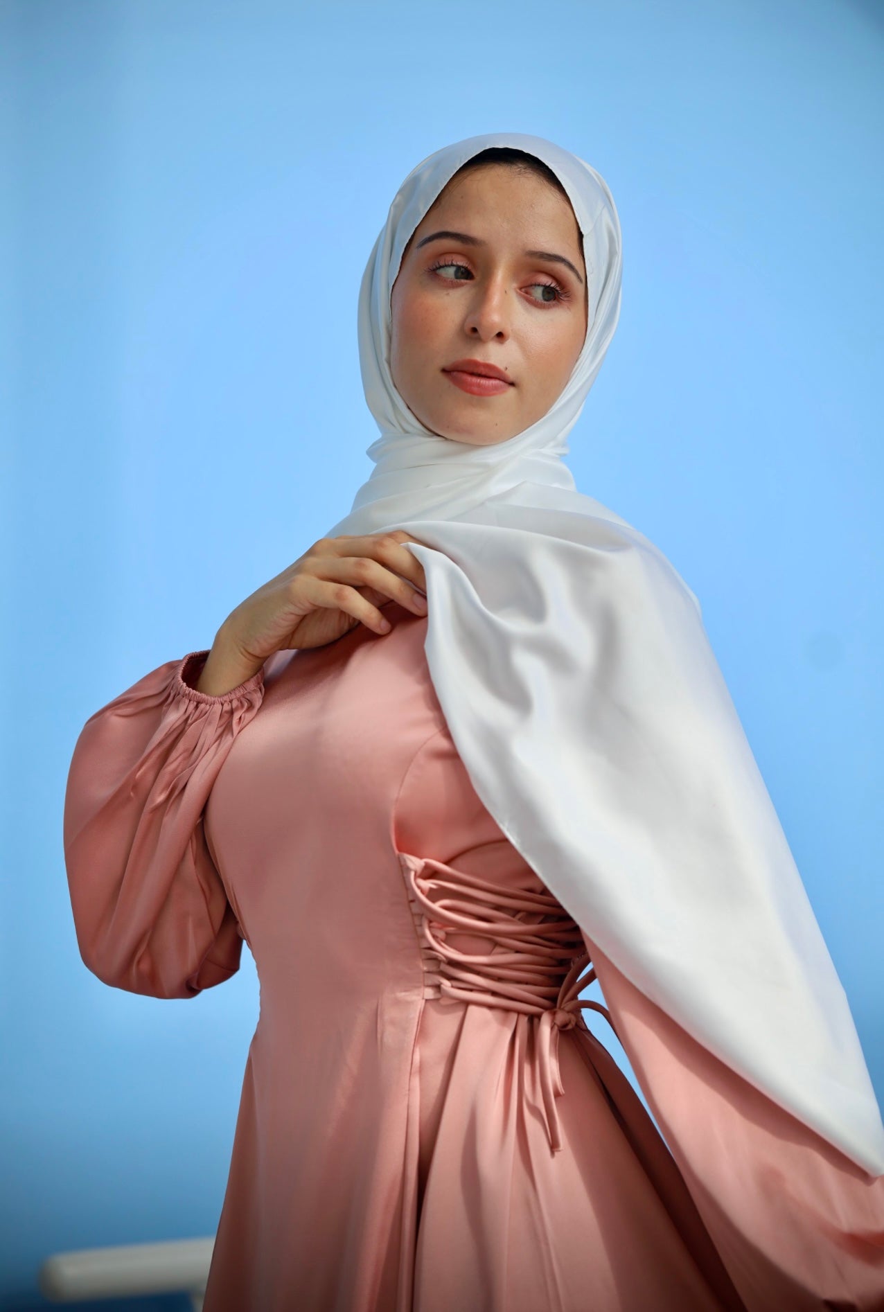 Adjustable Waist String Abaya Dress